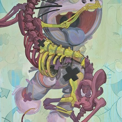 Painting by moi martos "there is more than one way to skin a cat" 