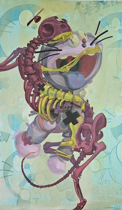 Painting by Moi Martos "There is more than one way to skin a Cat" 