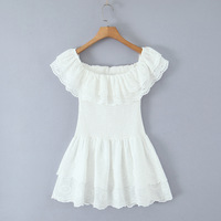 Retro lace trim one shoulder tutu dress - Thumbnail 5