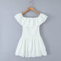 Retro lace trim one shoulder tutu dress - Thumbnail 6