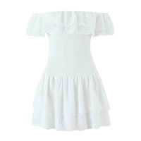 Retro lace trim one shoulder tutu dress - Thumbnail 4