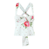 Satin Rose Print Lace Panel Halter Top - Thumbnail 1