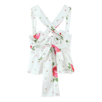 Satin Rose Print Lace Panel Halter Top - Thumbnail 2