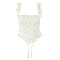 Apricot Small Floral Keel Waist Slim Fit Top - Thumbnail 1