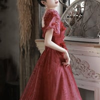 Red Tulle A-Line Short Prom Party Dress - Thumbnail 4