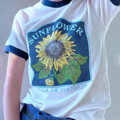 *free shipping*sunflower ringer tee