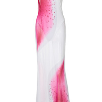 Floral Print Tube Top Slit Fit Mesh Dress - Thumbnail 2