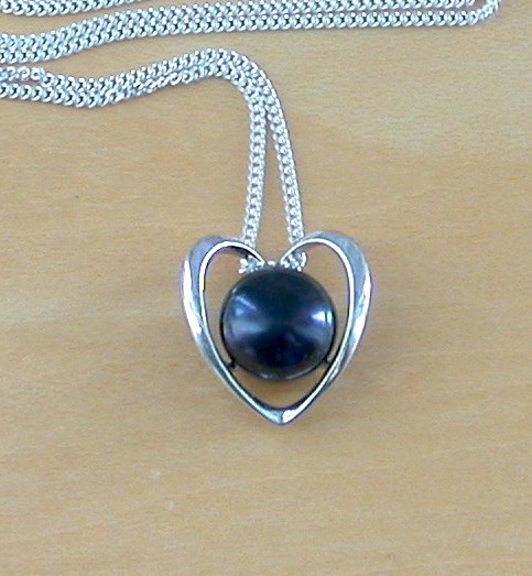Sterling Silver Black Freshwater Pearl Pendant & Chain/Black Pearl Pendant/Black Necklace/Pearl Jewellery/Pearl Jewelry/Black Pearl Necklace/UK