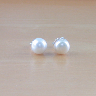 925 white freshwater pearl stud earrings/white pearl studs/pearl jewellery/pearl jewelry/pearl jewelery/june birthstone/8mm pearl earrings