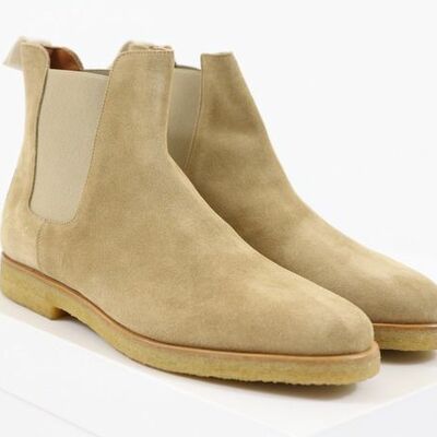 Handmade edition beige suede chelsea boot stylish dress boot