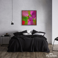 A Conflict Of Interest - Red Violet, Green, Rose 24 X 24 Abstract Art Print - Thumbnail 1