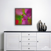 A Conflict Of Interest - Red Violet, Green, Rose 24 X 24 Abstract Art Print - Thumbnail 2