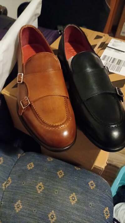 Handmade Men's Simply Classical Brown Black 2 Colors Double Monk Strap Dress Shoes