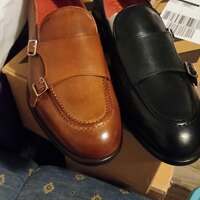 Handmade Men's Simply Classical Brown Black 2 Colors Double Monk Strap Dress Shoes - Thumbnail 1