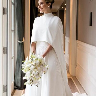 Elegant sheath with shawl lace wedding dress bridal gown wedding gown