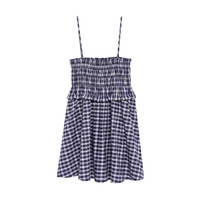 Retro blue plaid two-way tube top suspender skirt - Thumbnail 5