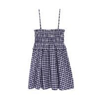 Retro blue plaid two-way tube top suspender skirt - Thumbnail 6