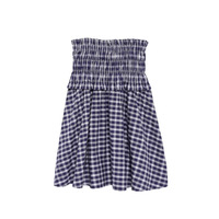 Retro blue plaid two-way tube top suspender skirt - Thumbnail 7