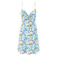 Daisy print tie bow sexy V-neck suspender long dress - Thumbnail 3