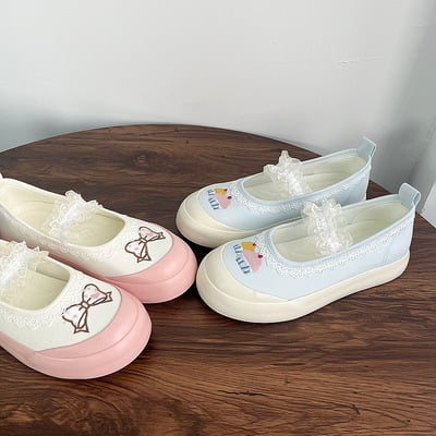 Sweet cupcake knot embroidered canvas shoes