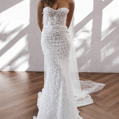 3d flowers floral mermaid sweetheart lace beach bohemia wedding dress bridal gowns wedding gown