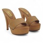 CLOGS SIMPLE IN LEATHER HEEL 13 CM -K9302 P.CUOIO-3