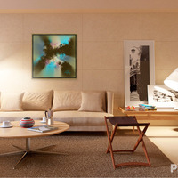 Dindi - Brown Beige Turquoise Pink Abstract Art Print - Thumbnail 1