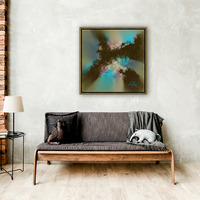 Dindi - Brown Beige Turquoise Pink Abstract Art Print - Thumbnail 3