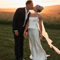 Simple Two Pieces Beach Boho Wedding Dress Bridal Gown Wedding Gown - Thumbnail 1