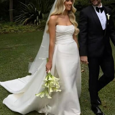 Simple mermaid satin beach bohomia wedding dress bridal gown wedding gown