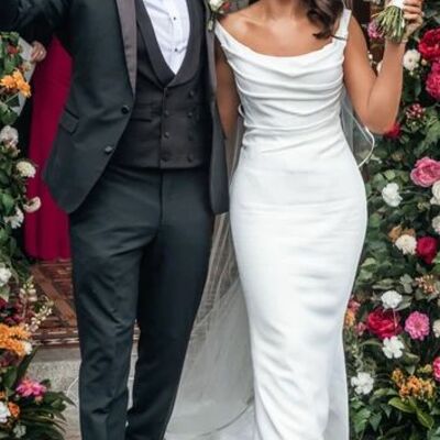 Simple mermaid scoop satin beach boho wedding dress bridal gown wedding gown