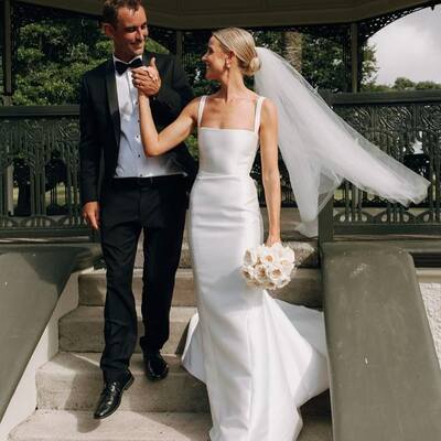 Simple mermaid satin beach boho wedding dress bridal gown wedding gown