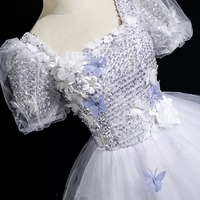 Gray Tulle Sequins Long A-Line Prom Party Dress - Thumbnail 3