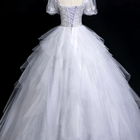 Gray Tulle Sequins Long A-Line Prom Party Dress - Thumbnail 4