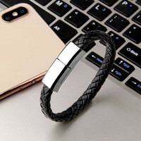 Bracelet USB Charging Cable – Woven Leather Charger & Data Cable for iPhone, Type-C, Micro USB – Wearable 20cm/22.5cm Emergency Charging Cord - Thumbnail 2