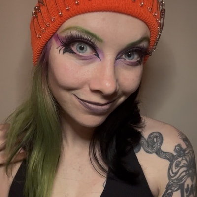 Orange safety pin beanie