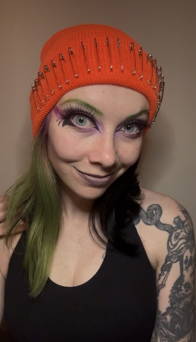 Orange Safety Pin Beanie