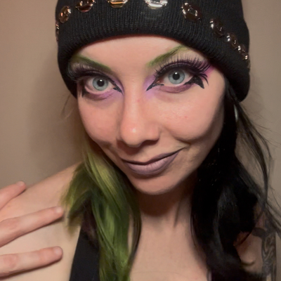 Chain studded black beanie