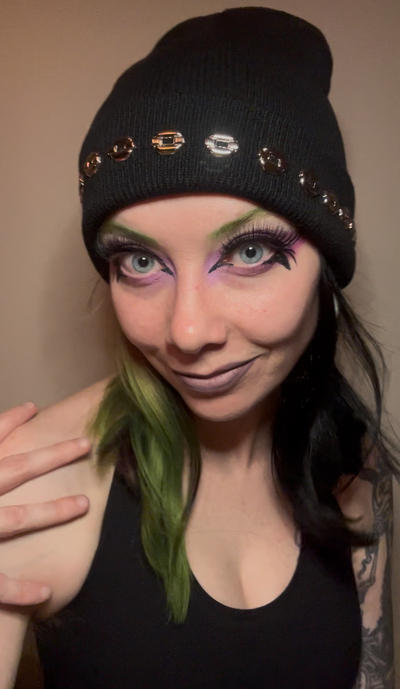 Chain Studded Black Beanie