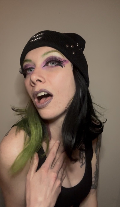 Black studded and pierced beanie 