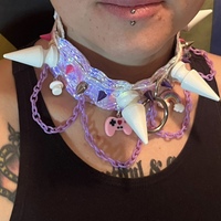 Iridescent Choker with Chains and Charms  - Thumbnail 2