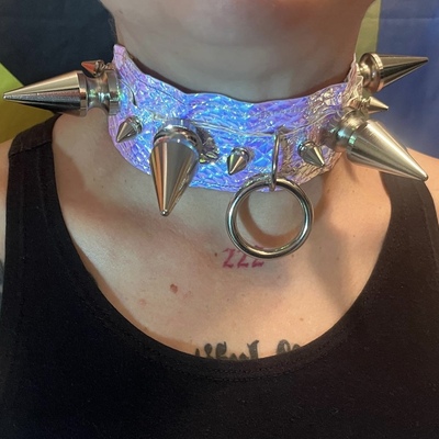 Iridescent bulldog spiked choker 
