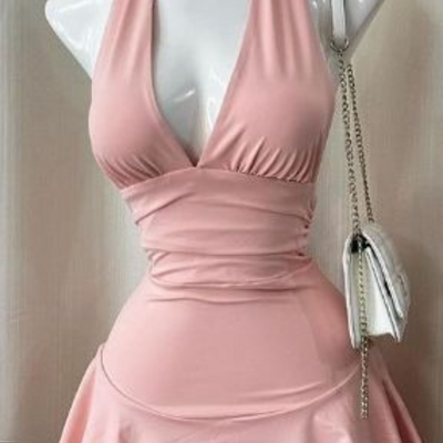 Elegant sexy halter short homecoming dress