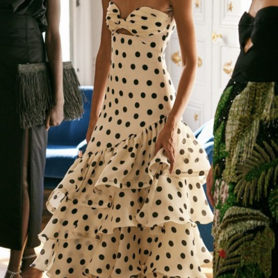 Fashion strapless polka dots dress prom dresses