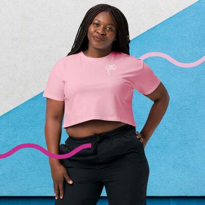 PME Fashion white flag Womens crop top