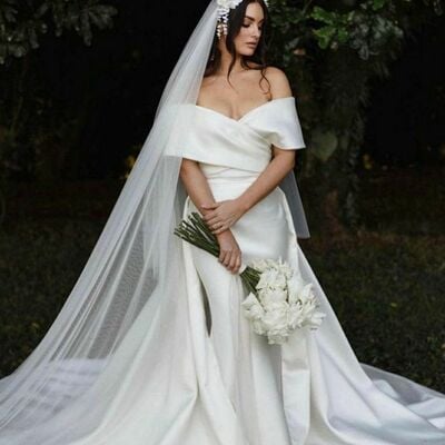 Elegant mermaid satin wedding dress bridal gown wedding gown