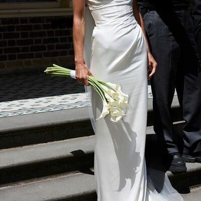 Elegant sheath satin wedding dress bridal gown wedding gown
