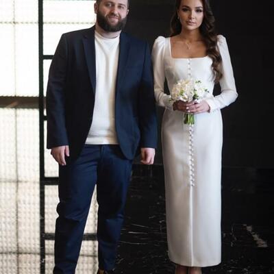 Simple mermaid scoop ankle-length beach bohemia wedding dress bridal gowns wedding gown