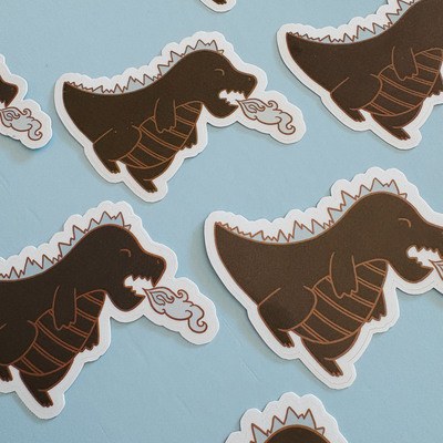 Baby fire breathing kaiju individual stickers