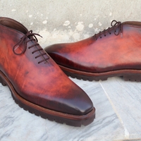Handmade Men Brown Leather Chukka Boot - Thumbnail 2